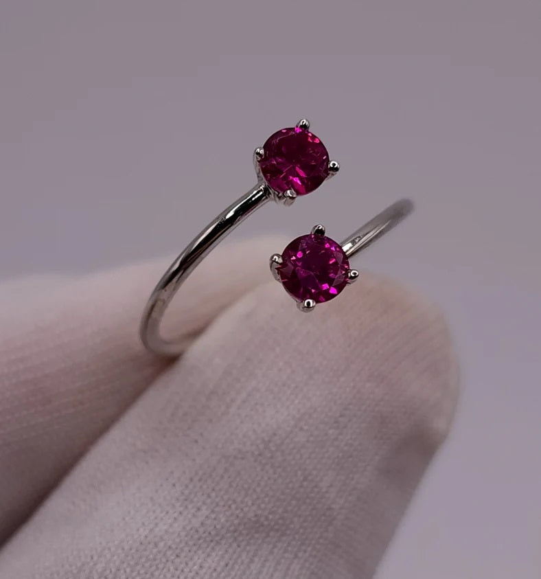 14Kt Gold 2 Stone Ruby Ring