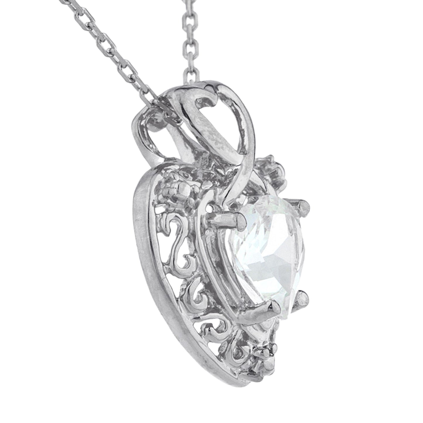 1.5 Ct Genuine Aquamarine Heart Design Pendant .925 Sterling Silver