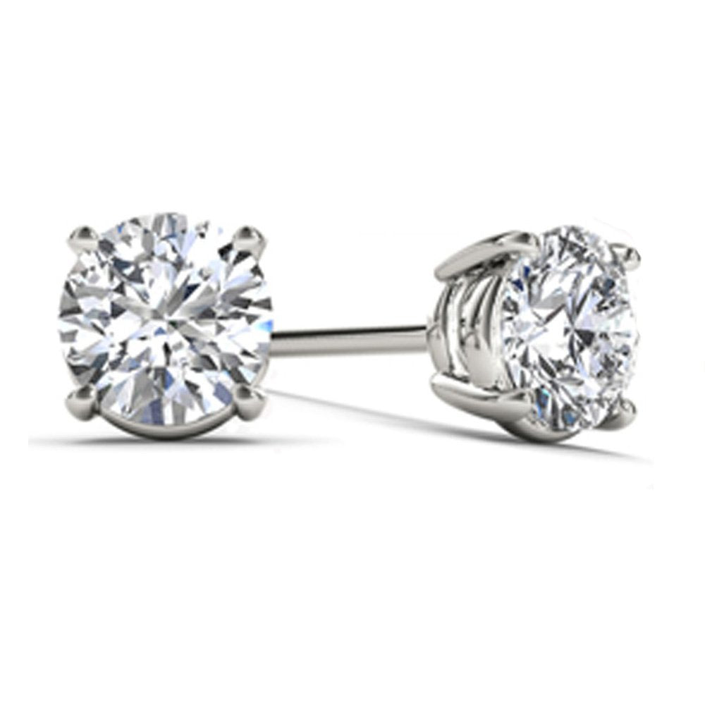 14Kt White Gold 0.33 Ct Genuine Natural Diamond Round Stud Earrings