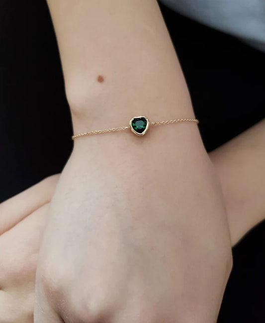 14Kt Gold Emerald Heart Bracelet