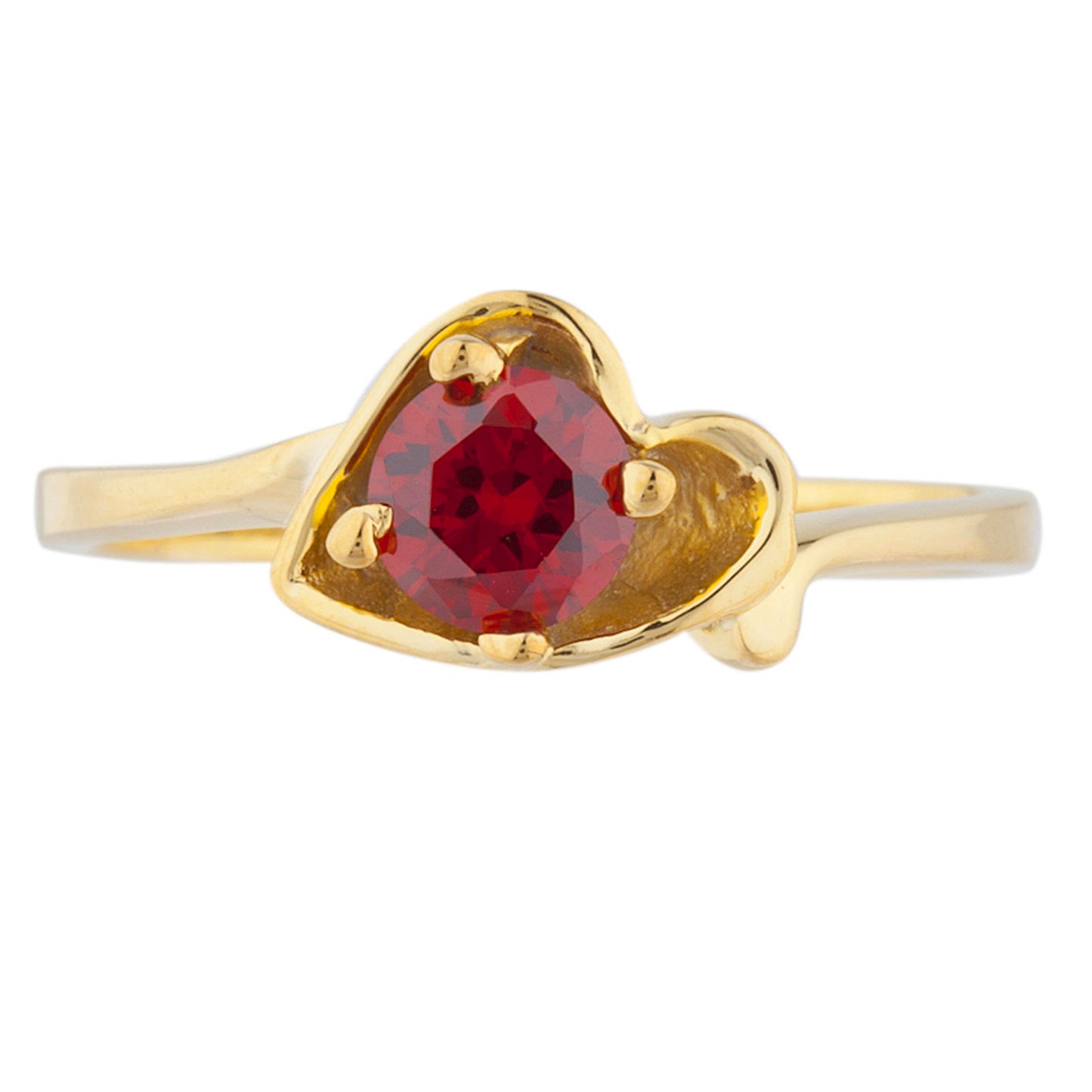 14Kt Gold Garnet Round Heart Ring