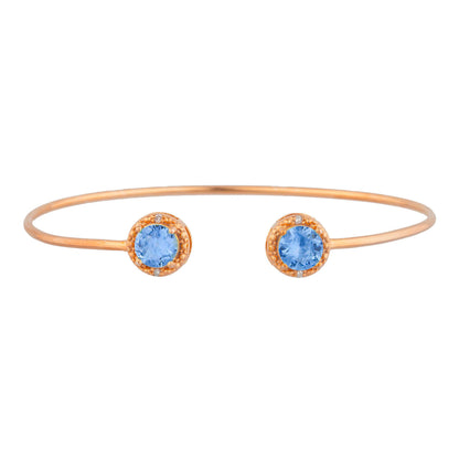 14Kt Rose Gold Plated Tanzanite & Diamond Round Bangle Bracelet