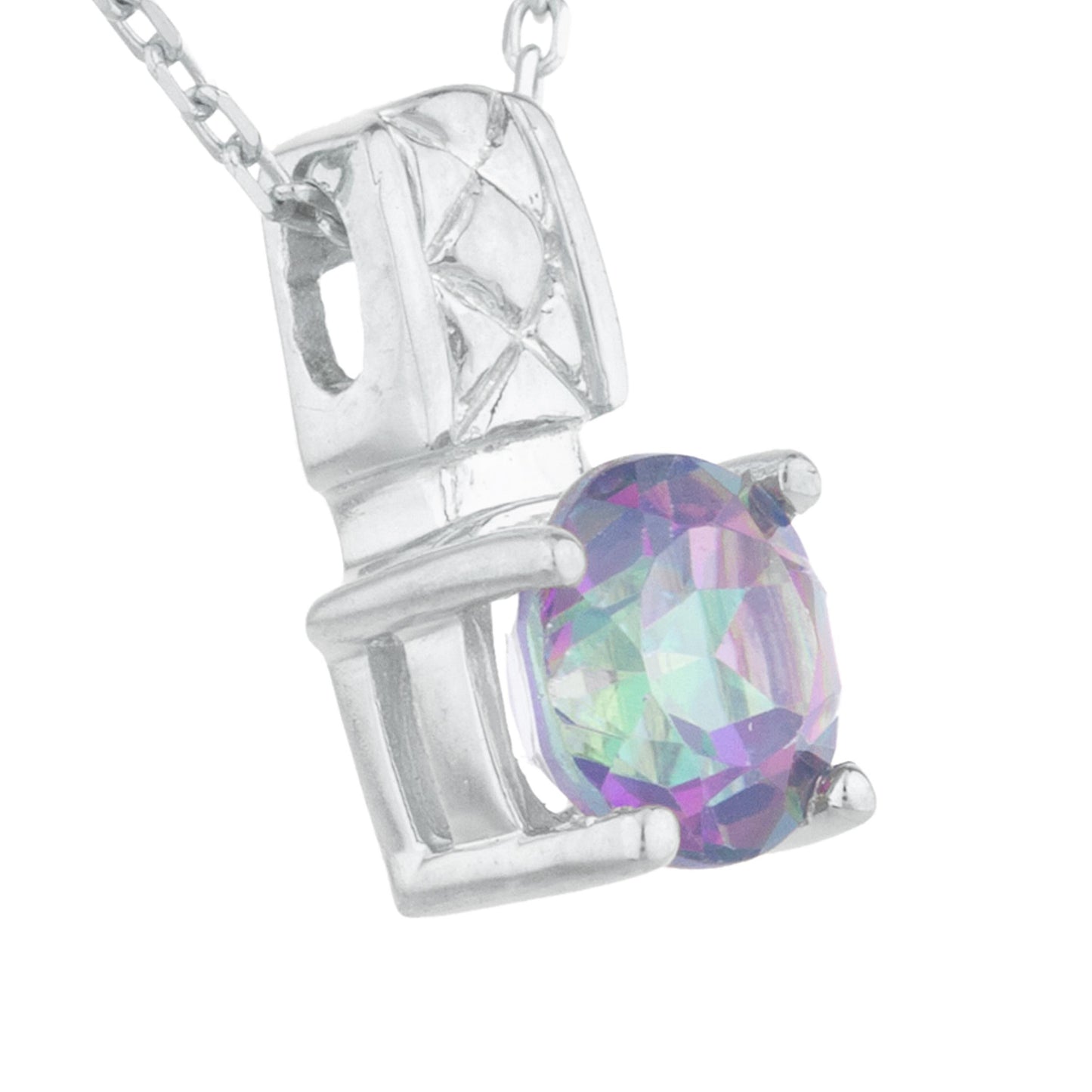 1 Ct Natural Mystic Topaz Round Design Pendant .925 Sterling Silver