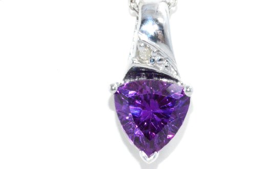 1.5 Ct Alexandrite Trillion Diamond Pendant .925 Sterling Silver Rhodium Finish