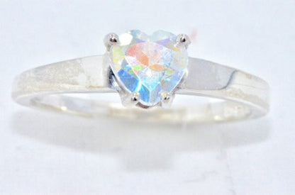 1 Ct Mercury Mist Mystic Topaz Heart Ring .925 Sterling Silver Rhodium Finish