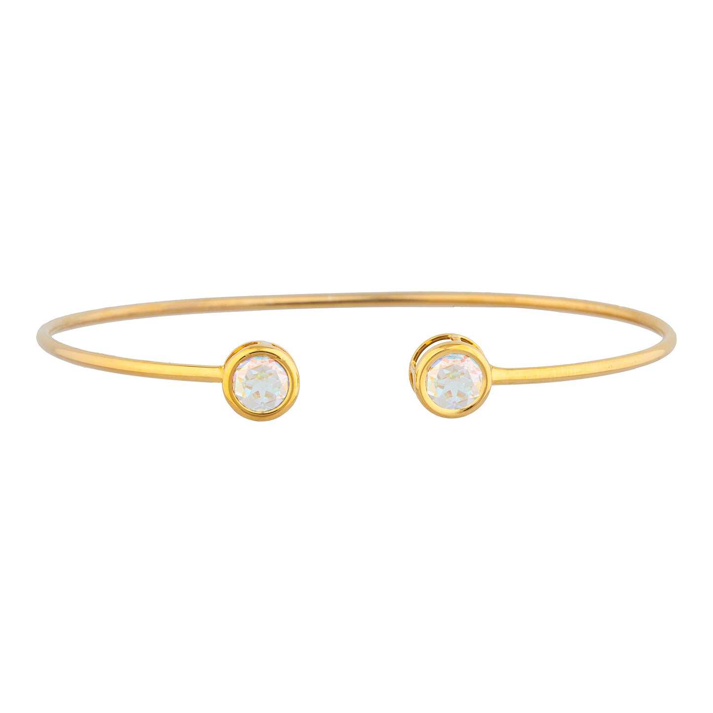 14Kt Yellow Gold Plated Natural Mercury Mist Mystic Topaz Round Bezel Bangle Bracelet