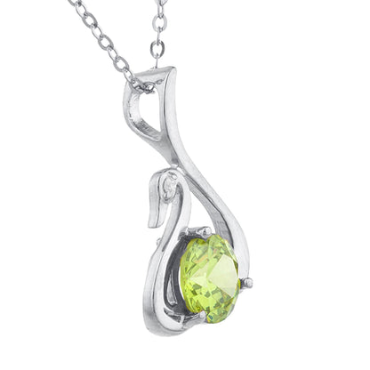 Peridot & Diamond Swan Pendant .925 Sterling Silver