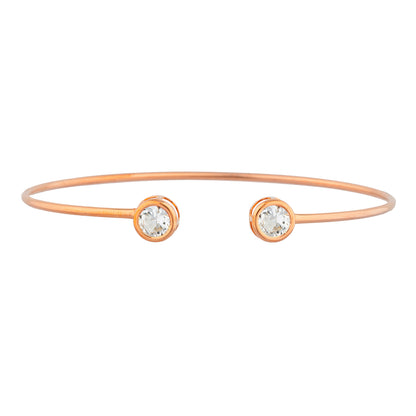 14Kt Gold Zirconia Round Bezel Bangle Bracelet