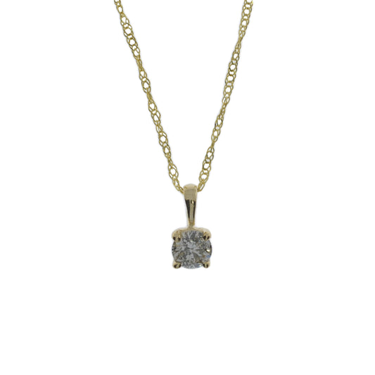 14Kt Gold 0.05 Ct Genuine Natural Diamond Pendant Necklace