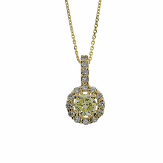 14Kt Gold 0.50 Ct Diamond Halo Pendant Necklace