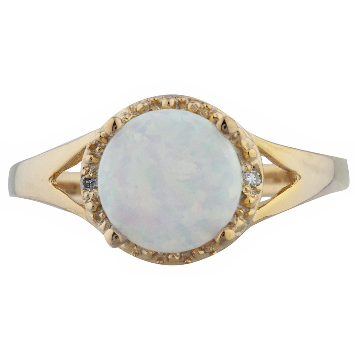 Genuine Opal & Diamond Halo Design Round Ring 14Kt Yellow Gold Rose Gold Silver