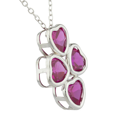 Created Ruby Heart Bezel Pendant .925 Sterling Silver