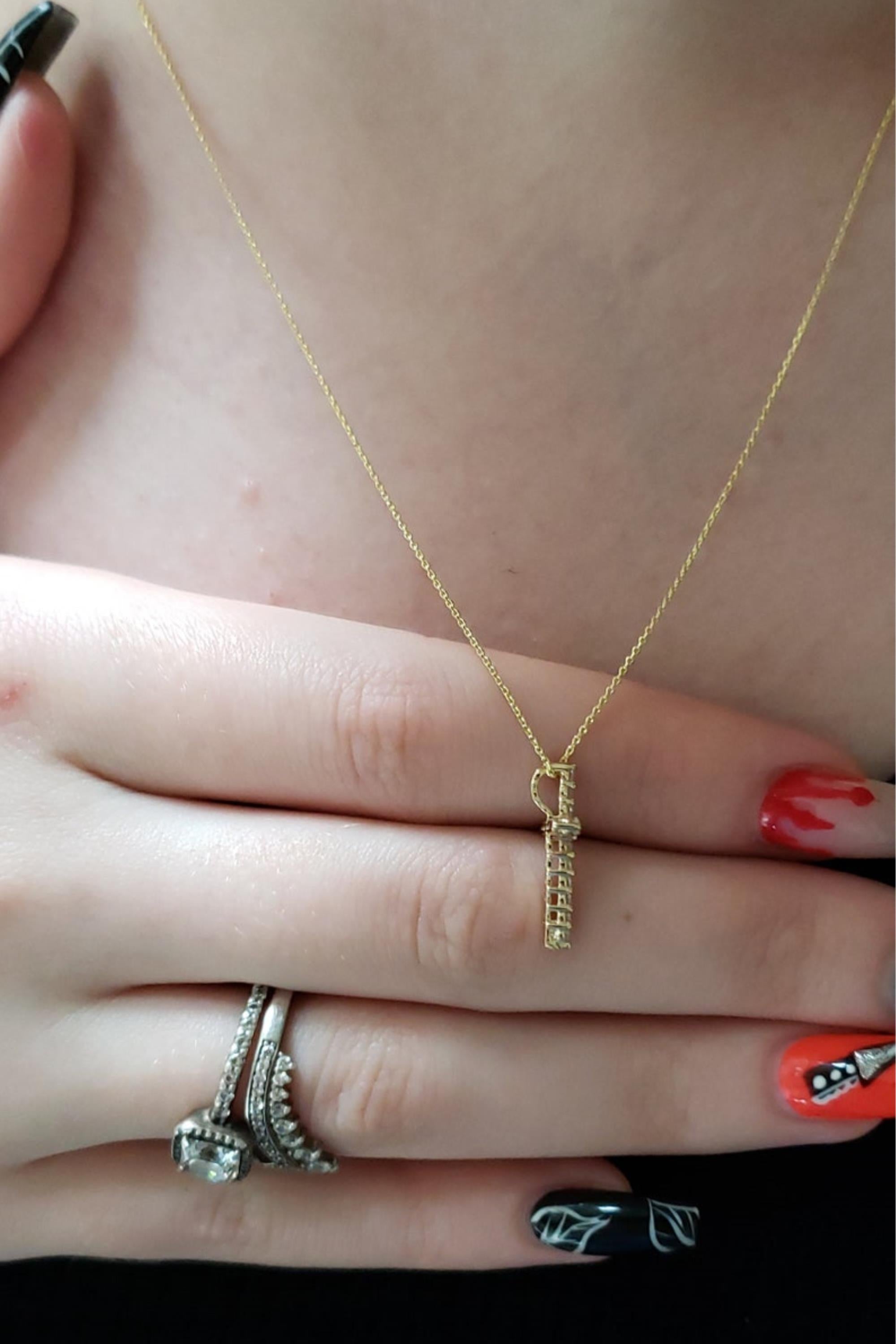 14Kt Gold 0.25 Ct Genuine Natural Diamond Cross Pendant Necklace