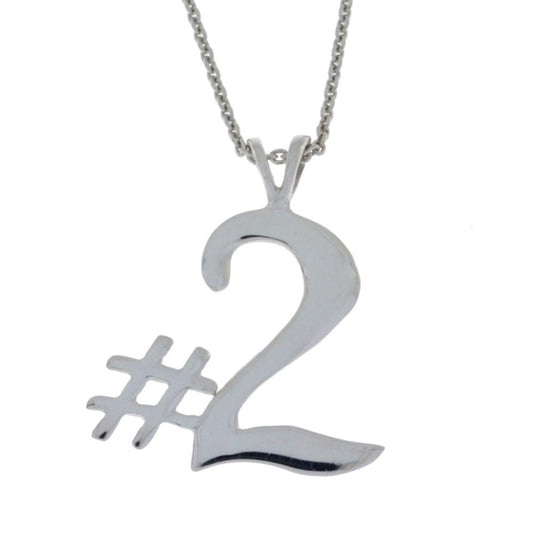 Number 2 Necklace Pendant .925 Sterling Silver