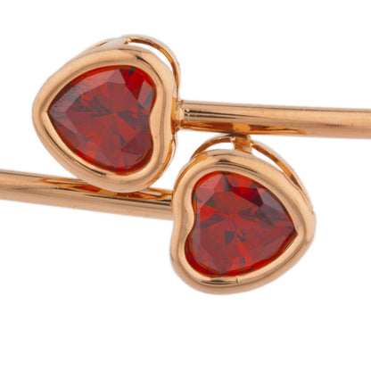 14Kt Rose Gold Plated Garnet Heart Bezel Bangle Bracelet