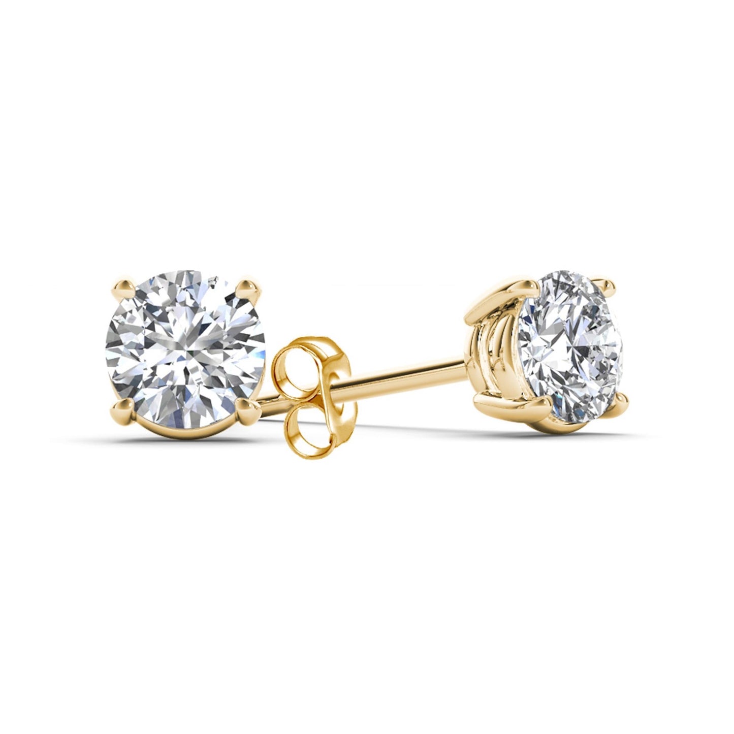 14Kt Yellow Gold 0.40 Ct Genuine Natural Diamond Round Stud Earrings