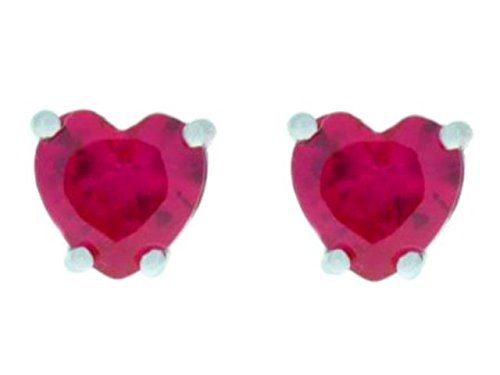 2 Ct Ruby Heart Stud Earrings 14Kt White Gold