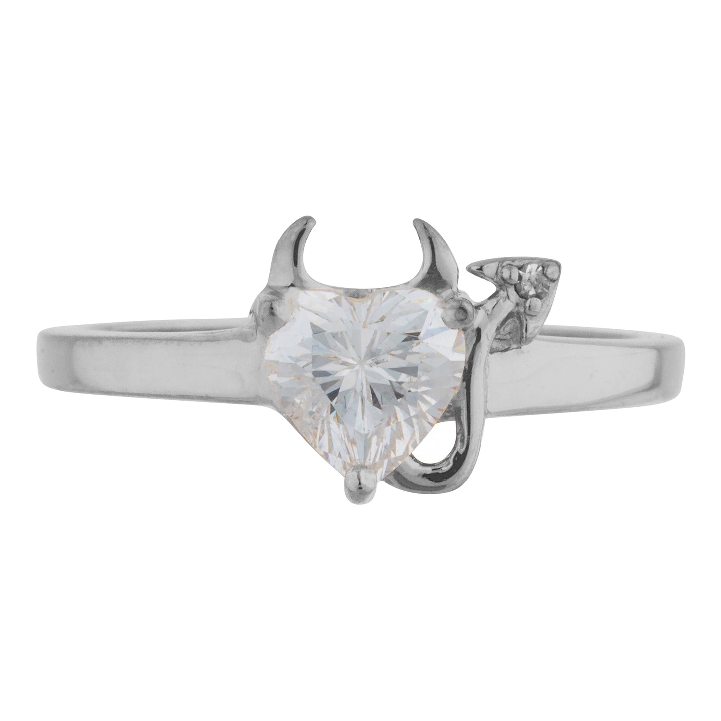 14Kt Gold Zirconia & Diamond Devil Heart Ring