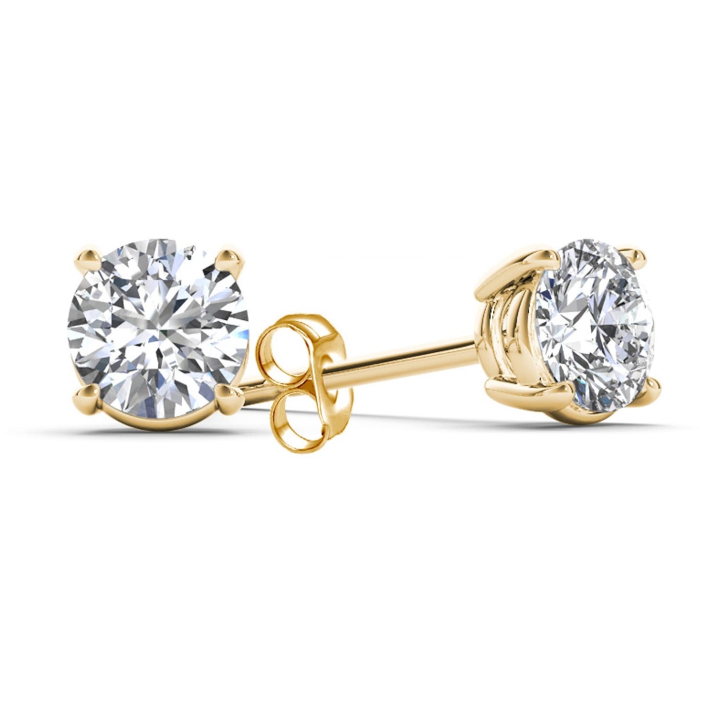 14Kt Yellow Gold 0.75 Ct Genuine Natural Diamond Round Stud Earrings