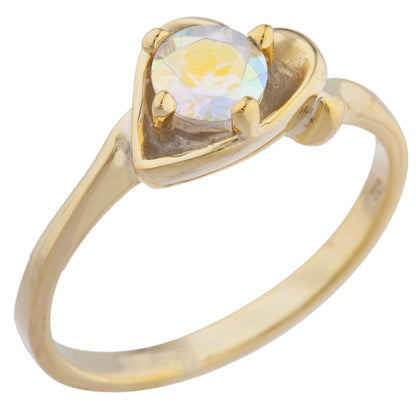 14Kt Gold Natural Mercury Mist Mystic Topaz Round Heart Ring