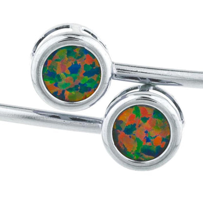 Black Opal Round Bezel Bangle Bracelet .925 Sterling Silver