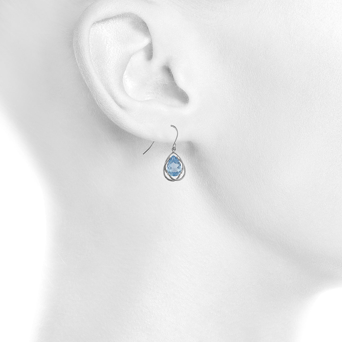 4 Ct Aquamarine Pear Teardrop Design Dangle Earrings .925 Sterling Silver