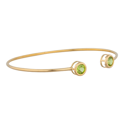 14Kt Gold Peridot Round Bezel Bangle Bracelet