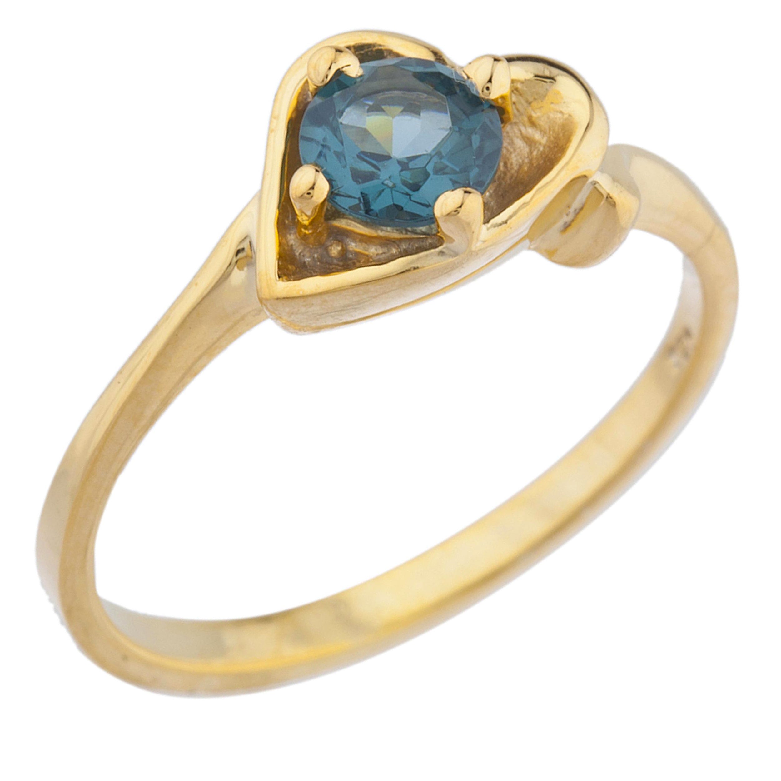 14Kt Gold London Blue Topaz Round Heart Ring