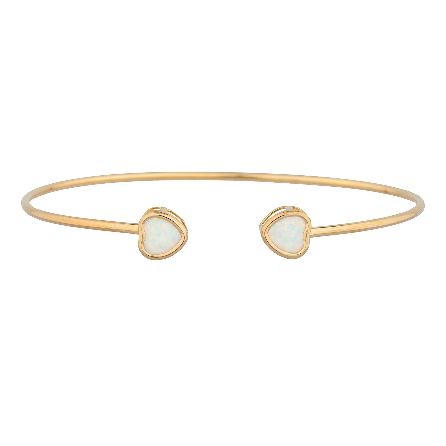 14Kt Gold Opal Heart Bezel Bangle Bracelet