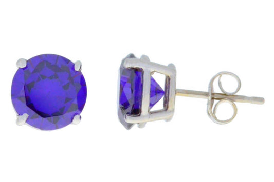 4 Ct Amethyst Round Stud Earrings .925 Sterling Silver