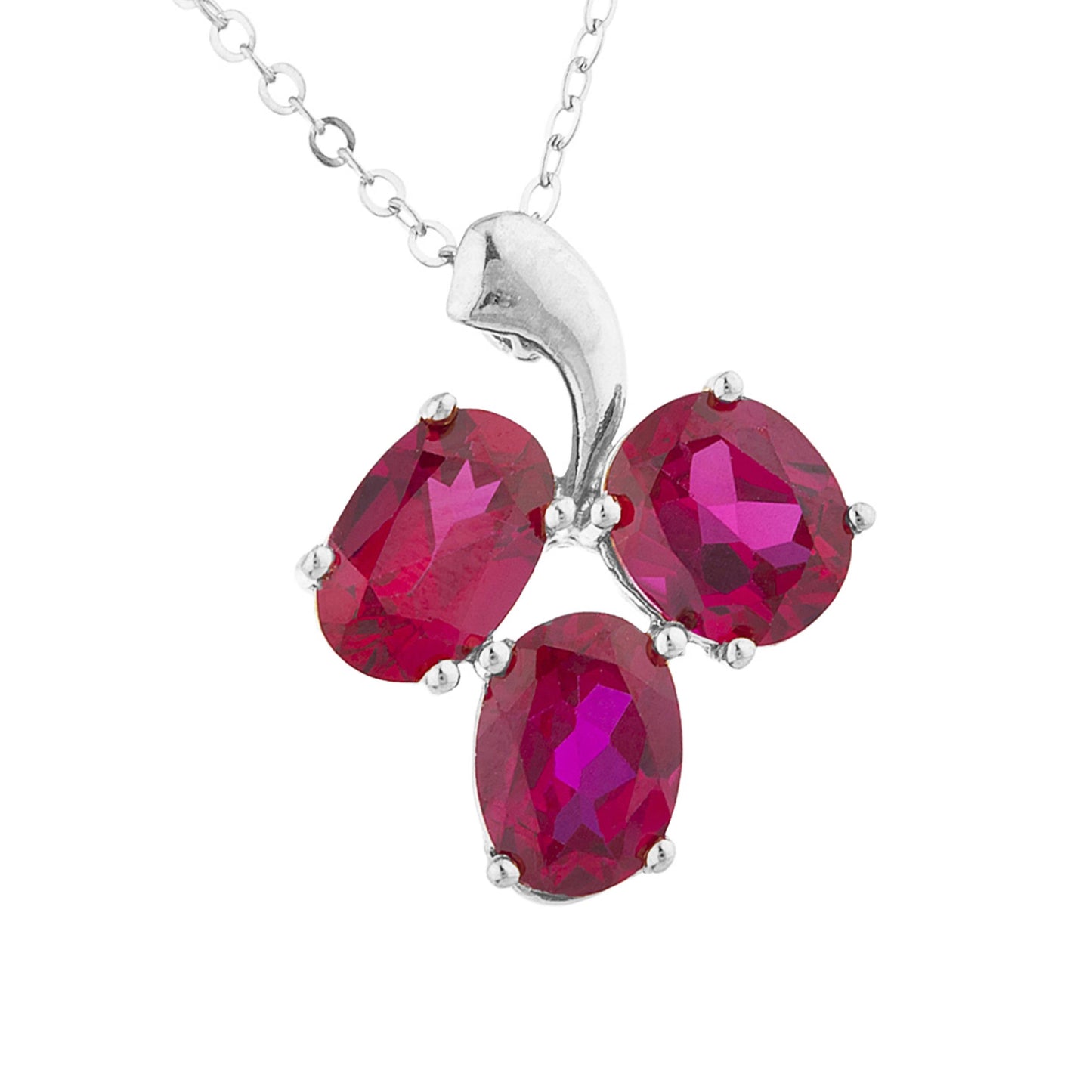 4.5 Ct Created Ruby Oval Design Pendant .925 Sterling Silver