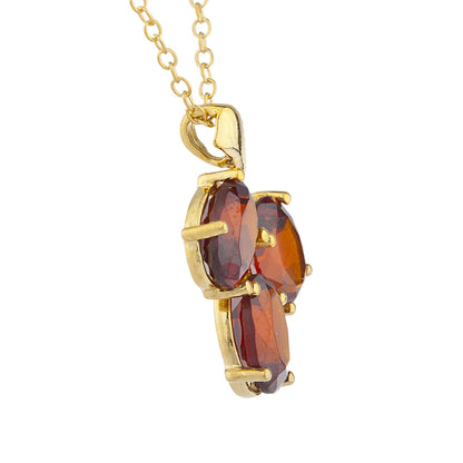 14Kt Yellow Gold Plated Garnet Oval Design Pendant