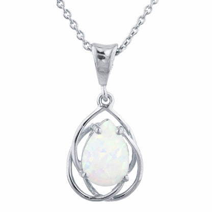 Opal Pear Teardrop Design Pendant .925 Sterling Silver