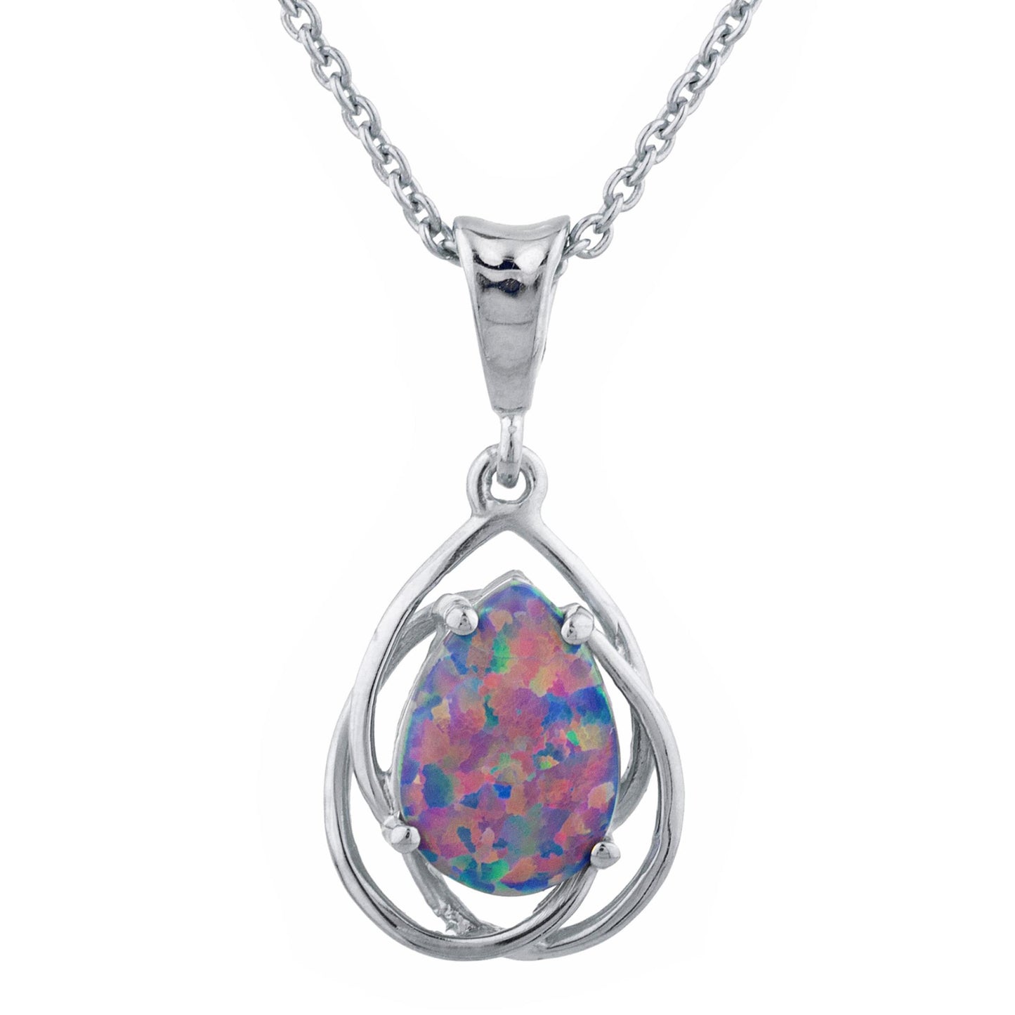 14Kt Gold Black Opal Pear Teardrop Design Pendant Necklace