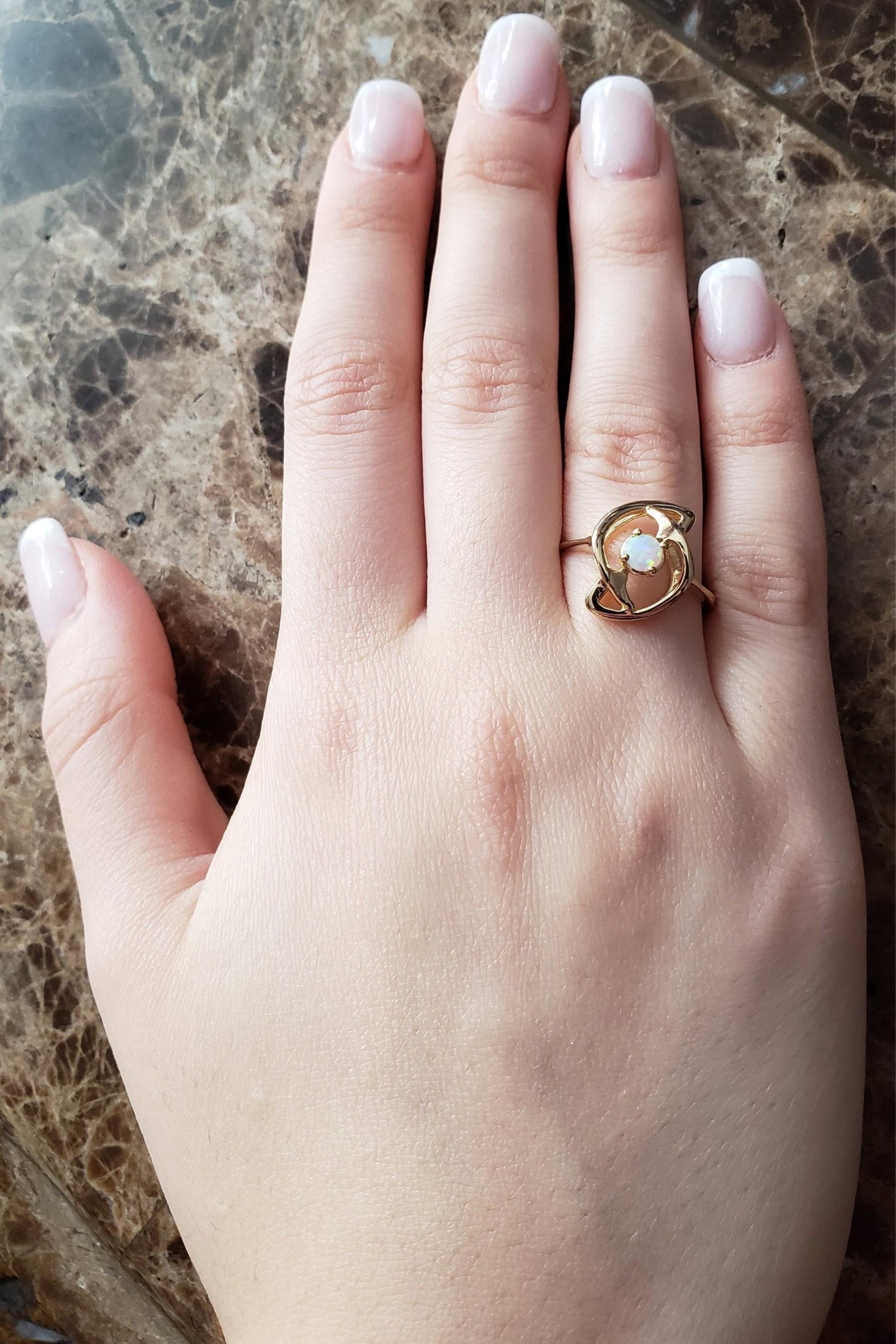 14Kt Gold Genuine Opal Infinity Design Ring