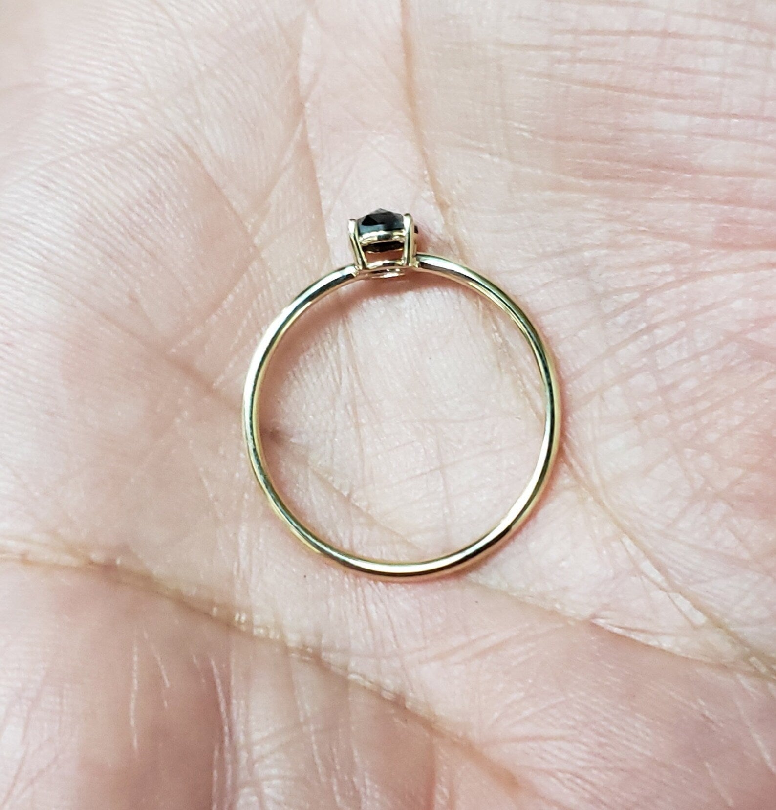 14Kt Gold 0.30 Ct  Natural Rose Cut Black Diamond Ring