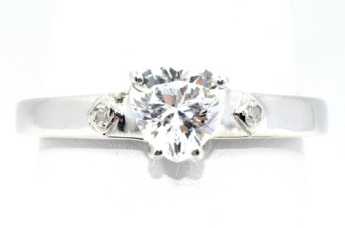 1 Ct Zirconia & Diamond Heart Ring .925 Sterling Silver Rhodium Finish