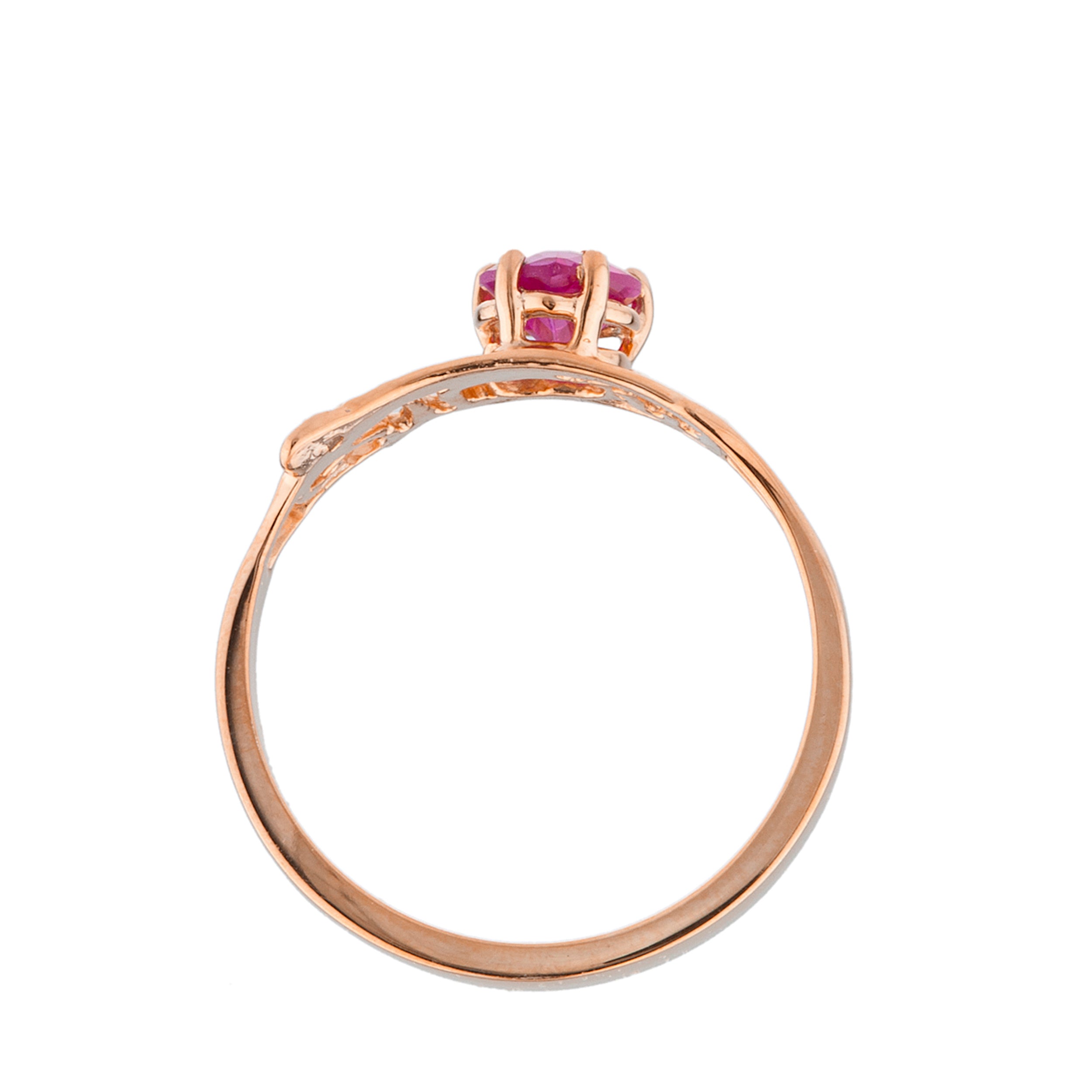 14Kt Gold Created Ruby & Diamond Heart Mom Ring