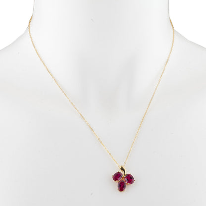 14Kt Yellow Gold Plated Created Ruby Oval Design Pendant