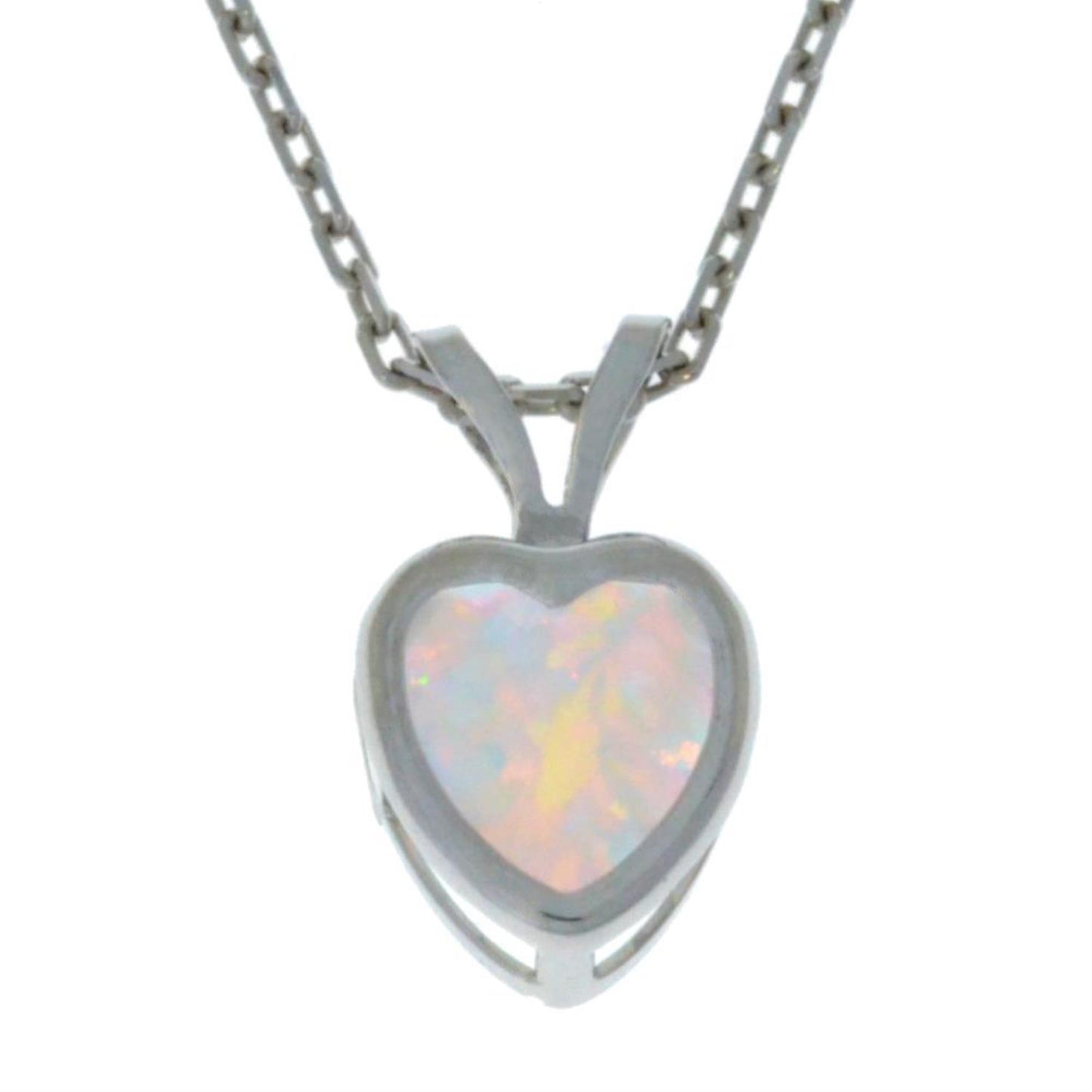 14Kt Gold Opal Heart Bezel Pendant Necklace