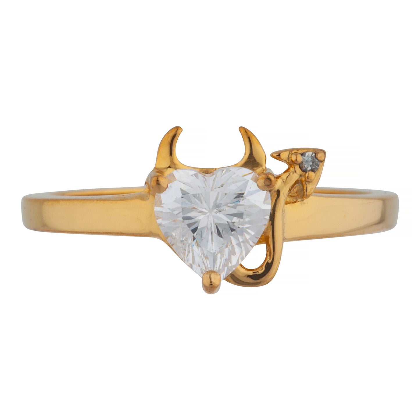 14Kt Gold White Sapphire & Diamond Devil Heart Ring