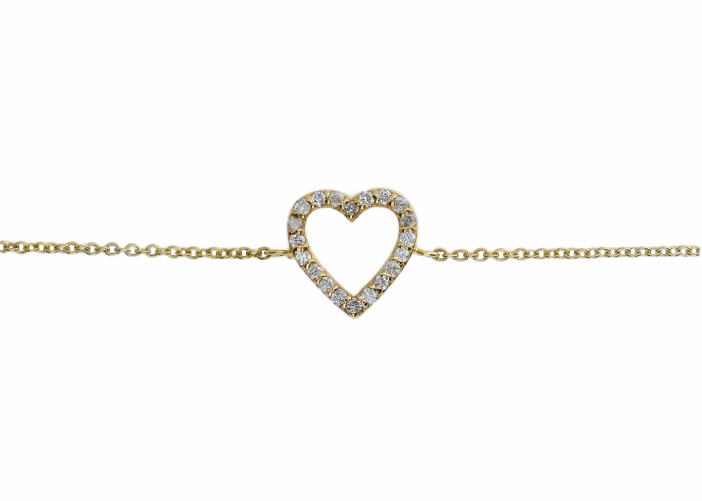 14Kt Gold Genuine Natural Diamond Open Heart Bracelet