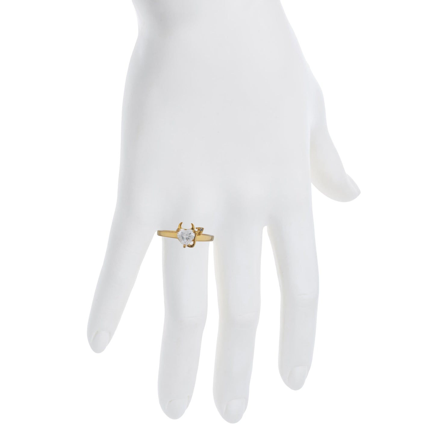 14Kt Gold Zirconia & Diamond Devil Heart Ring