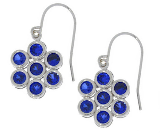 3.5 Ct Blue Sapphire Round Bezel Dangle Earrings .925 Sterling Silver