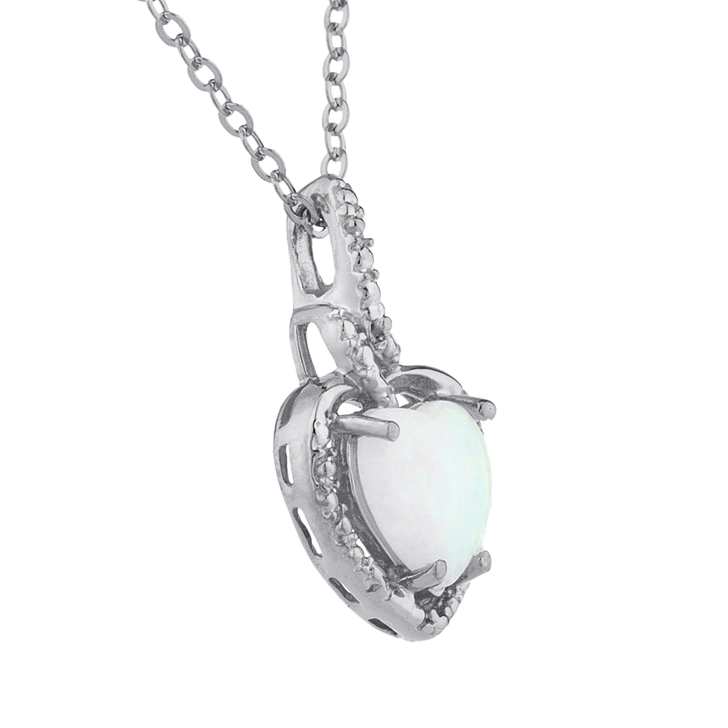 14Kt Gold Opal Heart Design Pendant Necklace