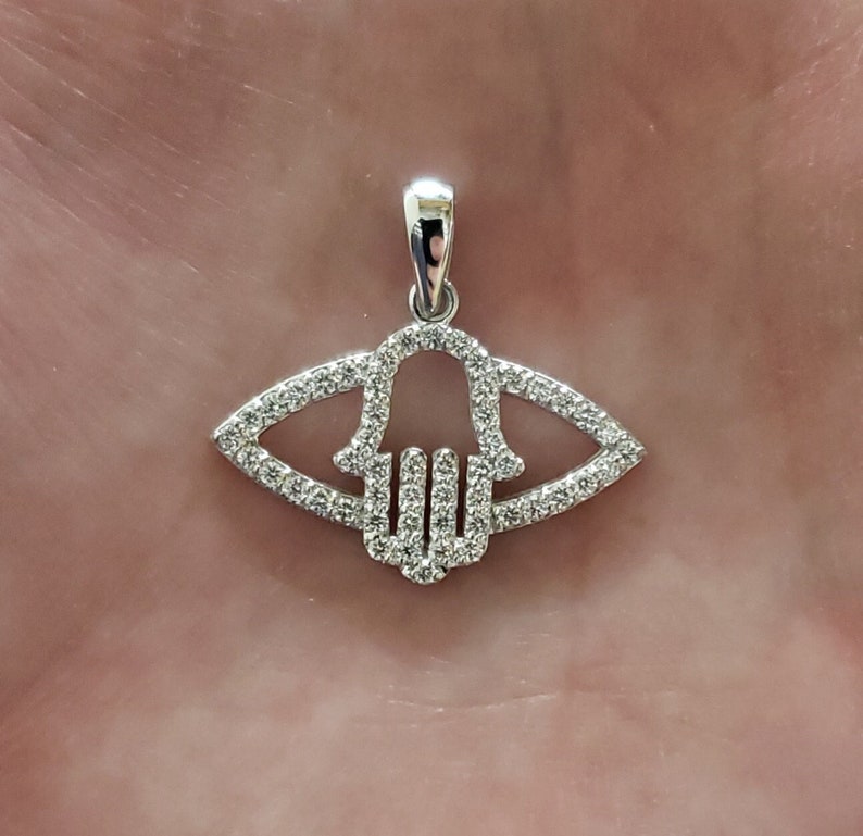14Kt Gold 0.52 Ct Genuine Natural Diamond Evil Eye Pendant Necklace