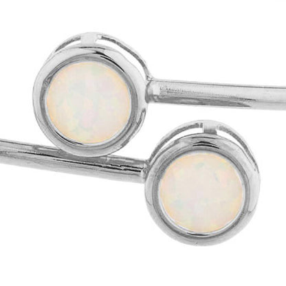 Genuine Opal Round Bezel Bangle Bracelet .925 Sterling Silver