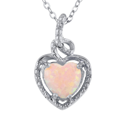 14Kt Gold Pink Opal Heart Design Pendant Necklace