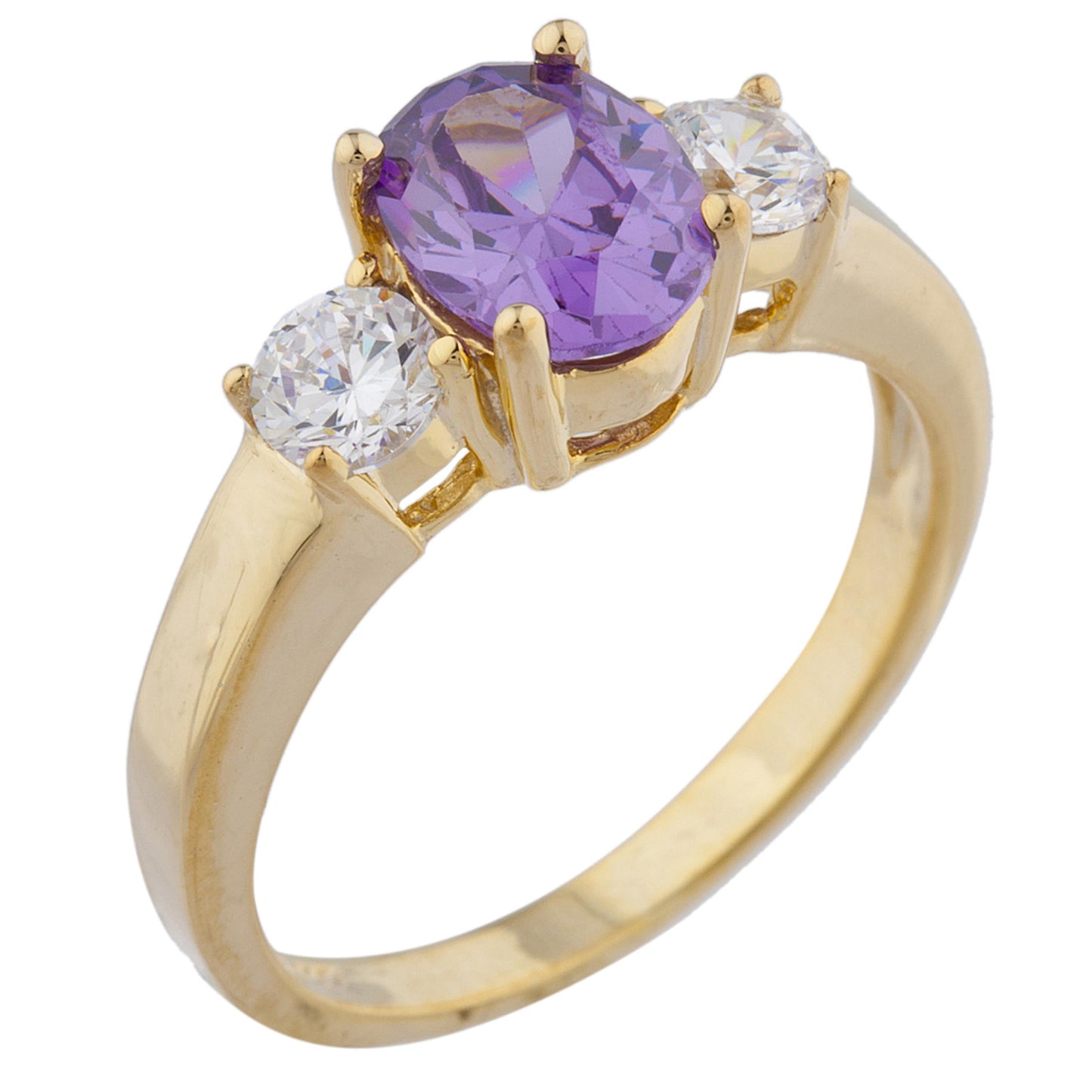 14Kt Gold 2 Ct Amethyst & Zirconia Oval Ring