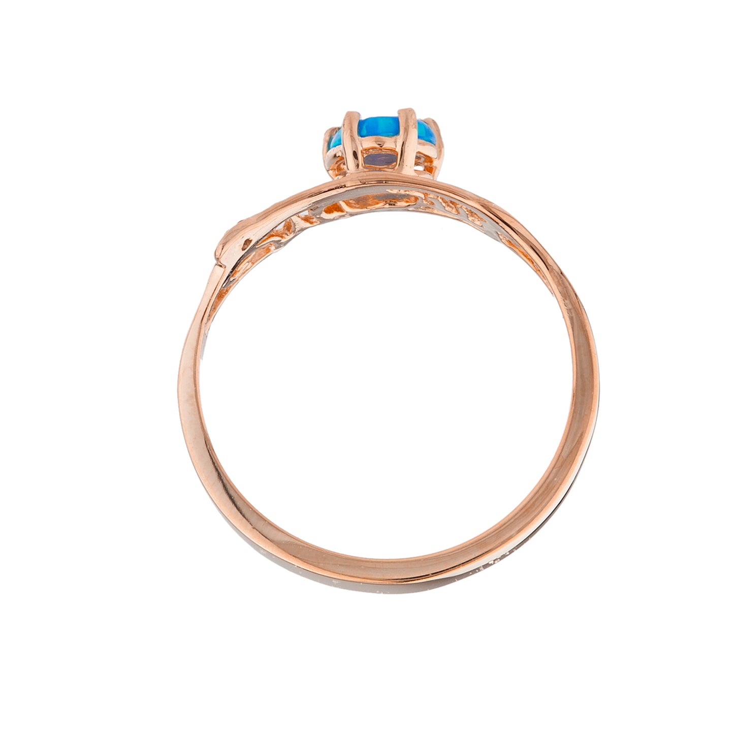 14Kt Gold Blue Opal & Diamond Heart Mom Ring